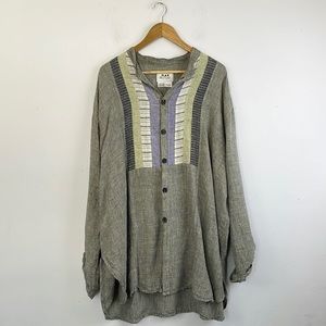 Flax By Jeanne Engelhart Button Down Tunic Top Linen Size Large